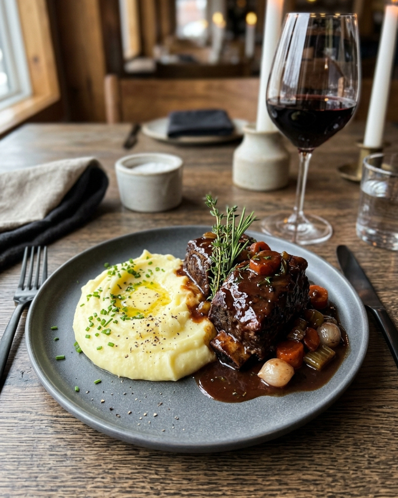 dutch oven short ribs recipe: red wine-braised beef