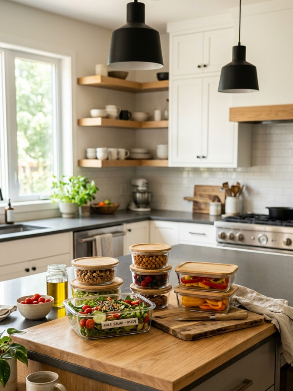 kitchen organization ideas: glass food storage containers