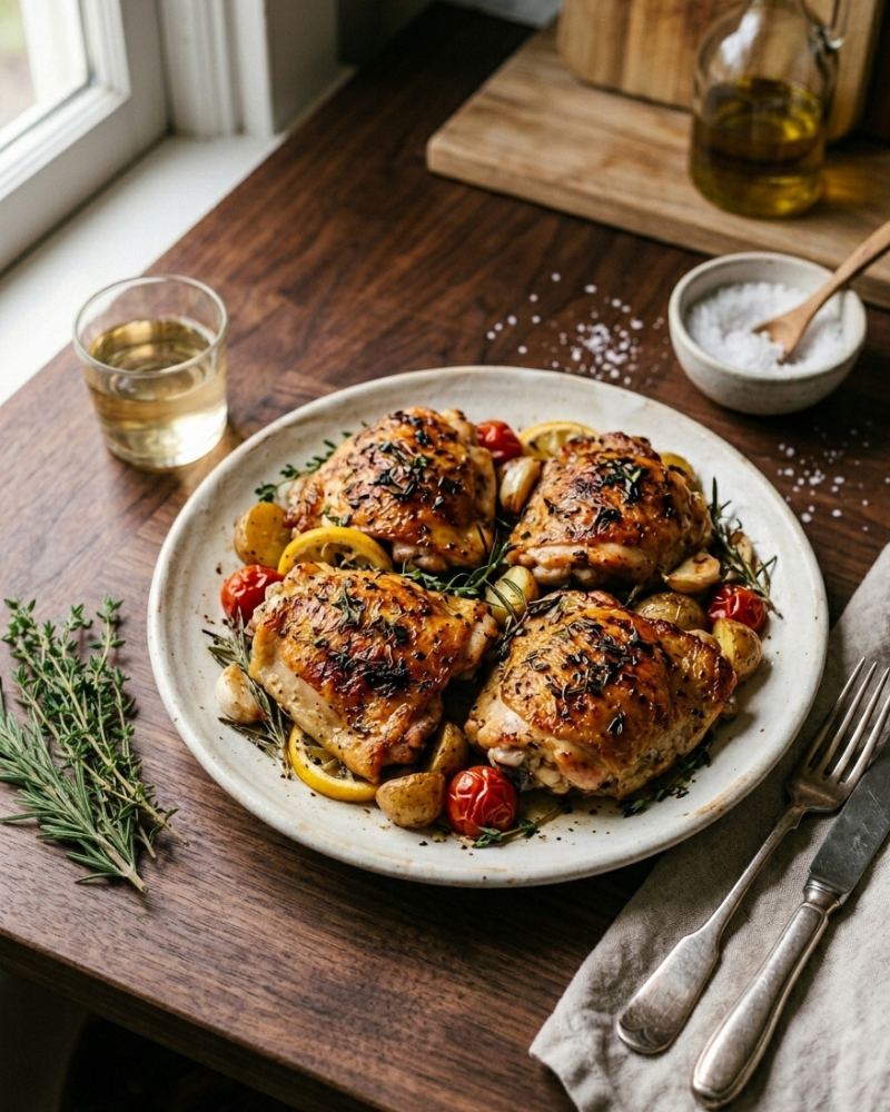 herb baked chichen thighs recipe