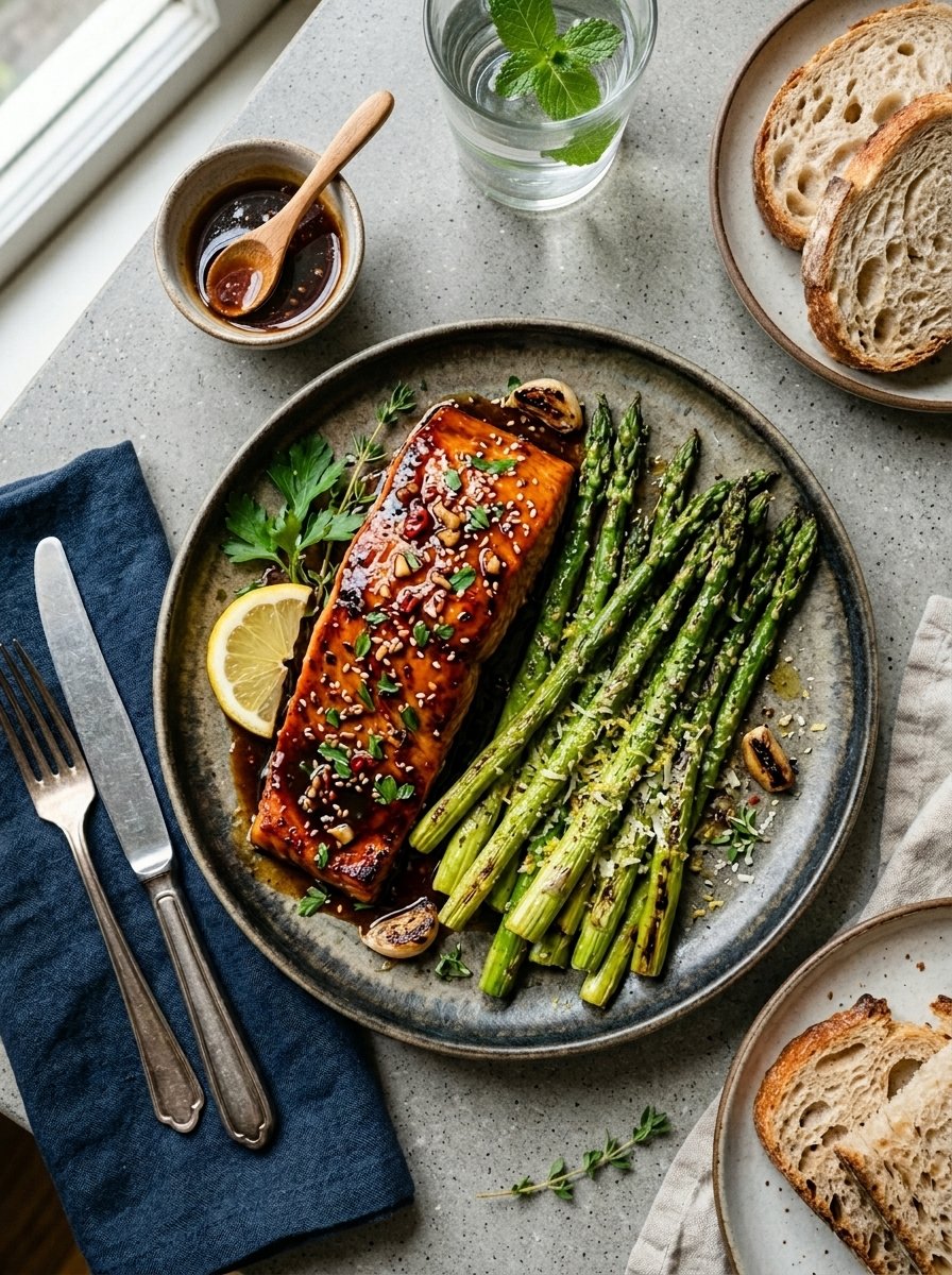honey garlic glazed salmon asparagus recipe