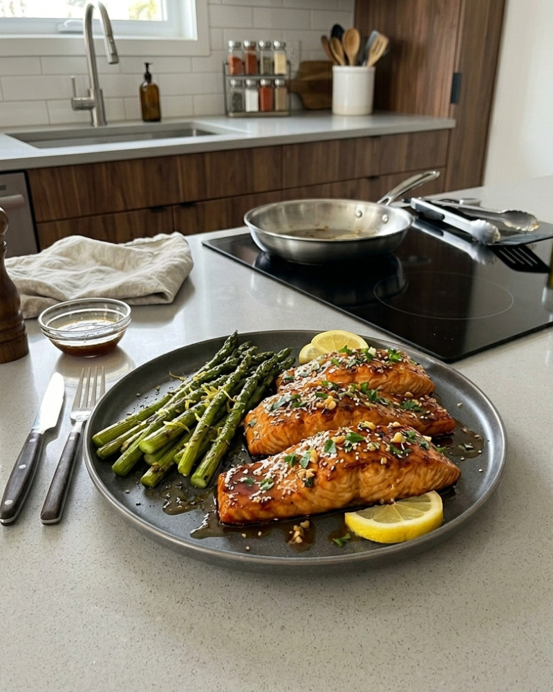 honey garlic glazed salmon asparagus recipe