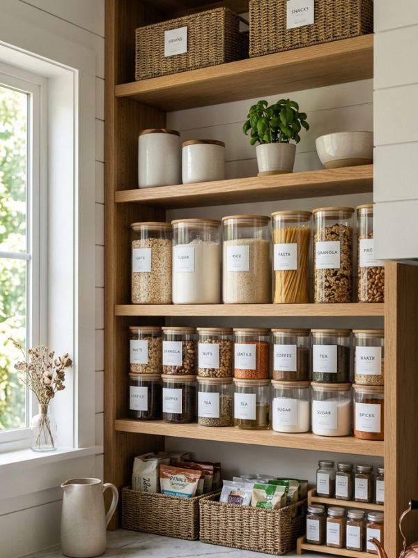 kitchen organization ideas: floating shelves for kitchen organization