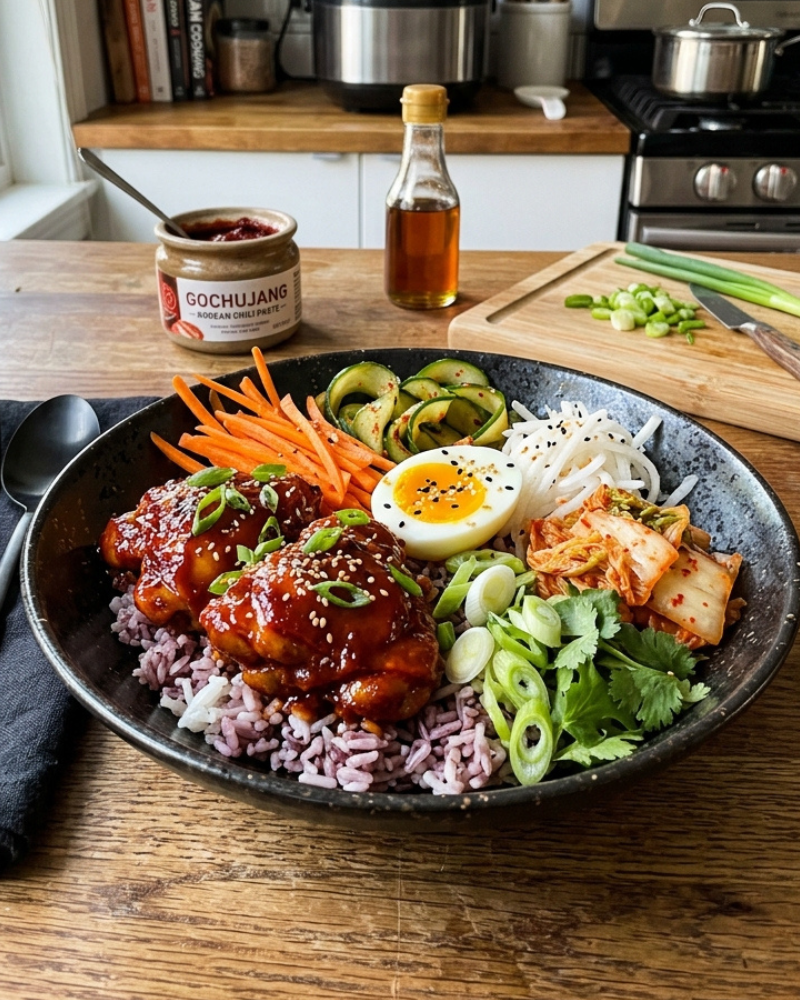 Korean gochujang chicken bowl recipe