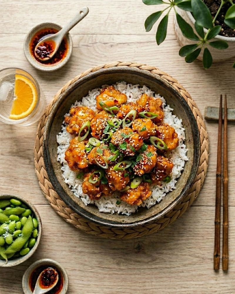 orange chicken and sticky rice recipe