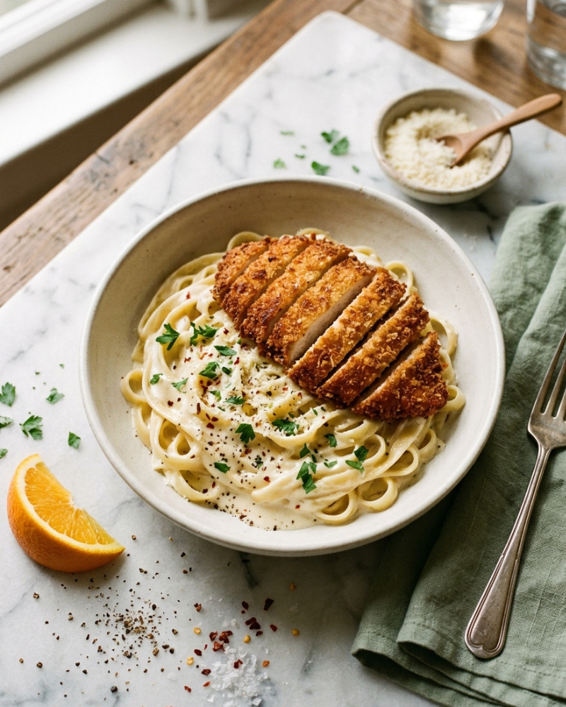 crispy chicken alfredo pasta recipe